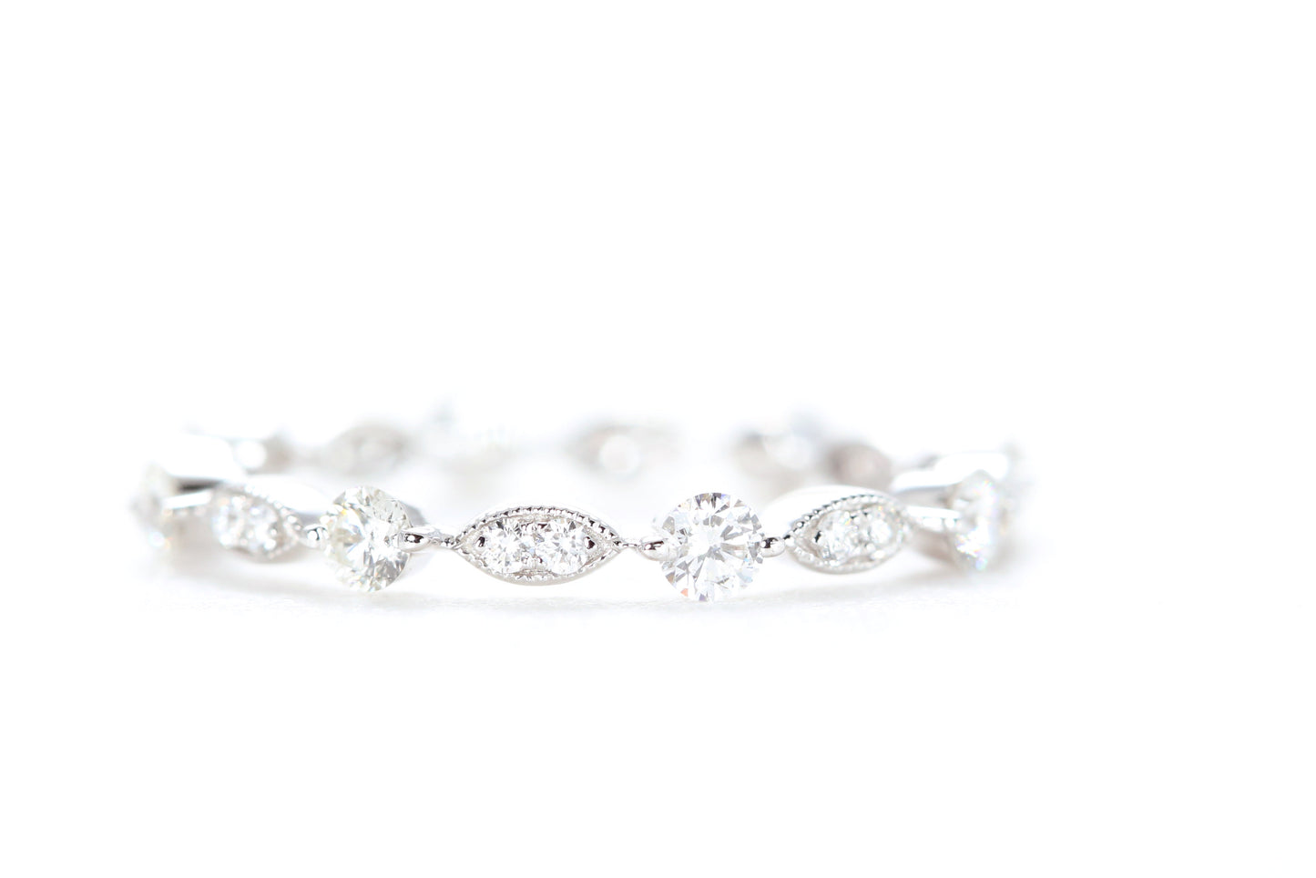 Round and Marquise Shaped Diamond Ring White Gold