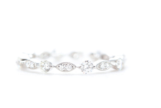 Round and Marquise Shaped Diamond Ring White Gold