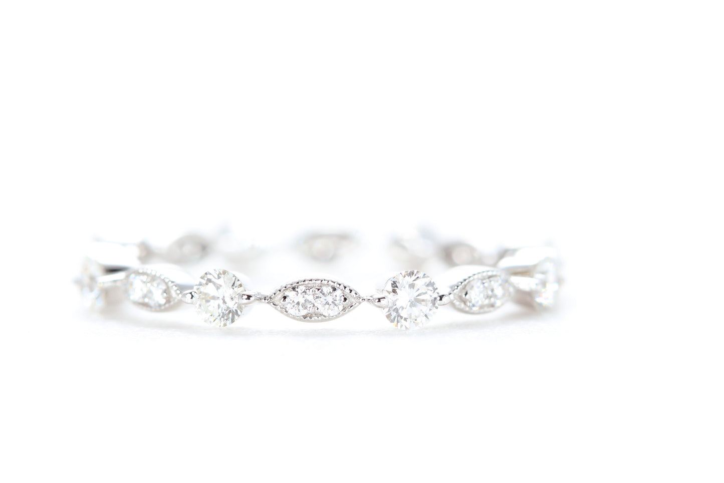 Round and Marquise Shaped Diamond Ring White Gold