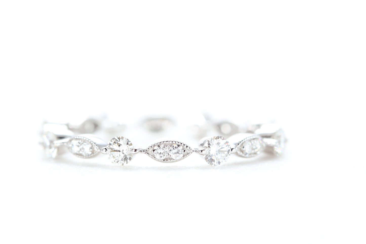 Round and Marquise Shaped Diamond Ring White Gold