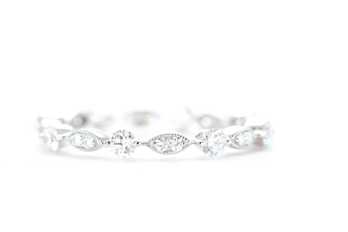 Round and Marquise Shaped Diamond Ring White Gold