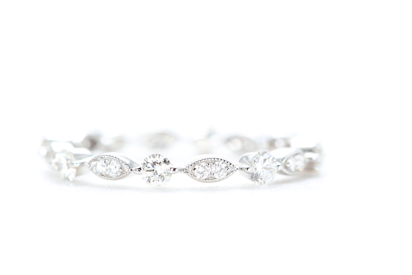 Round and Marquise Shaped Diamond Ring White Gold