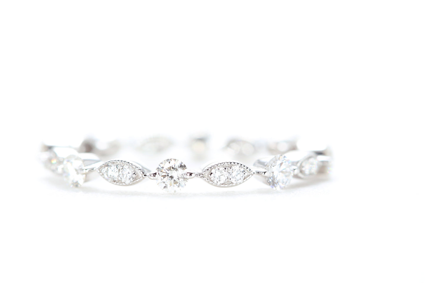 Round and Marquise Shaped Diamond Ring White Gold