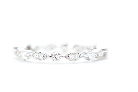 Round and Marquise Shaped Diamond Ring White Gold