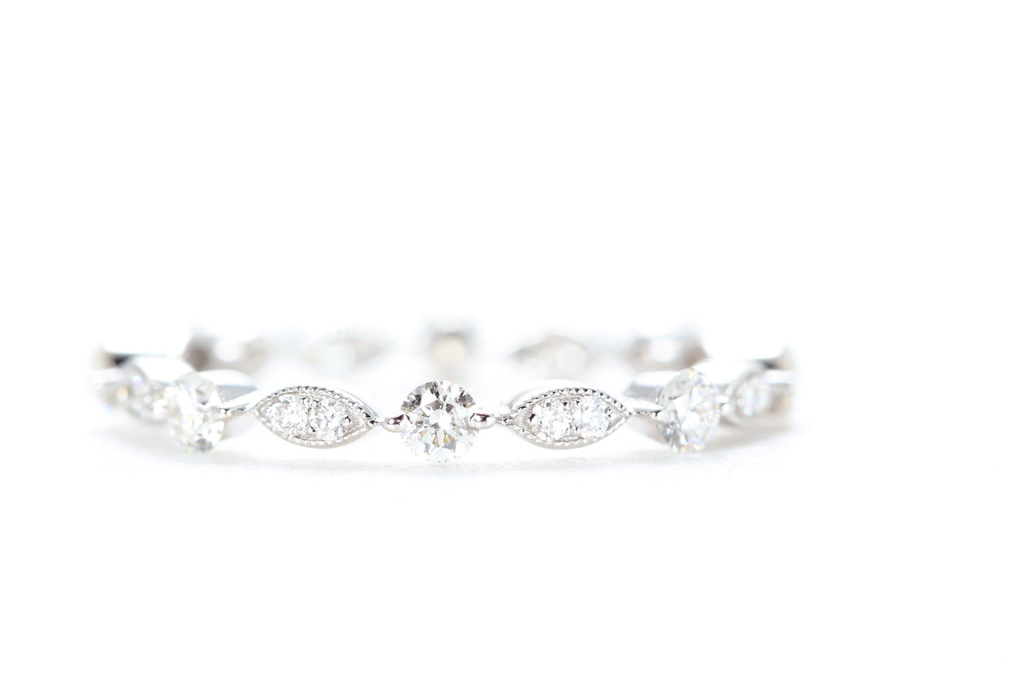 Round and Marquise Shaped Diamond Ring White Gold