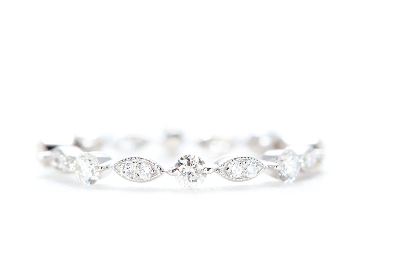 Round and Marquise Shaped Diamond Ring White Gold