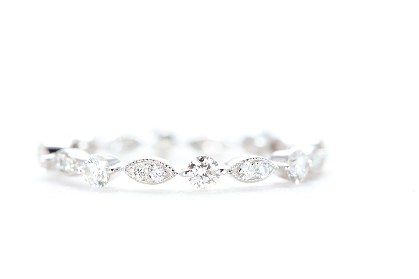 Round and Marquise Shaped Diamond Ring White Gold