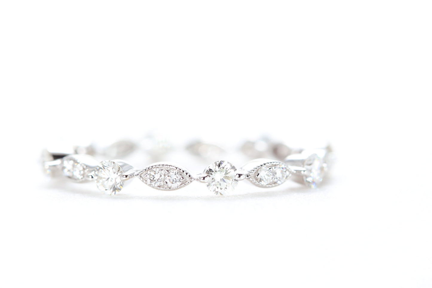 Round and Marquise Shaped Diamond Ring White Gold