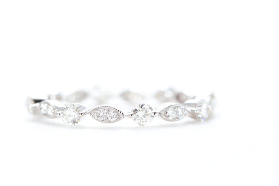 Round and Marquise Shaped Diamond Ring White Gold