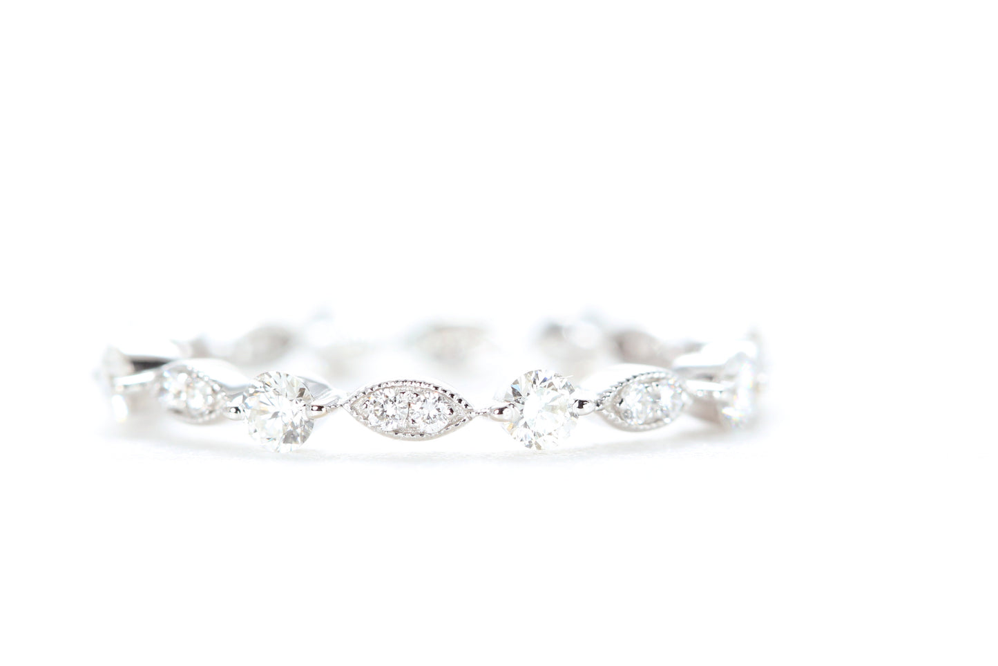 Round and Marquise Shaped Diamond Ring White Gold