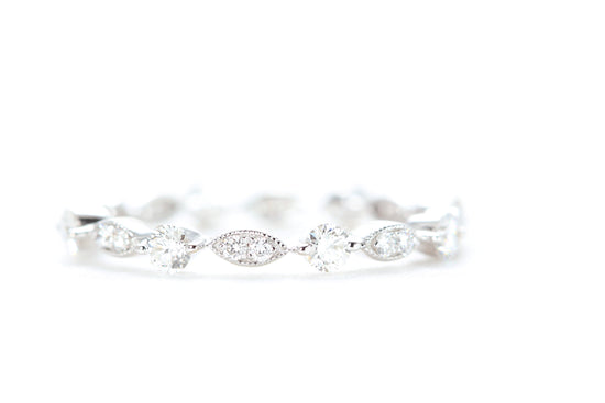 Round and Marquise Shaped Diamond Ring White Gold