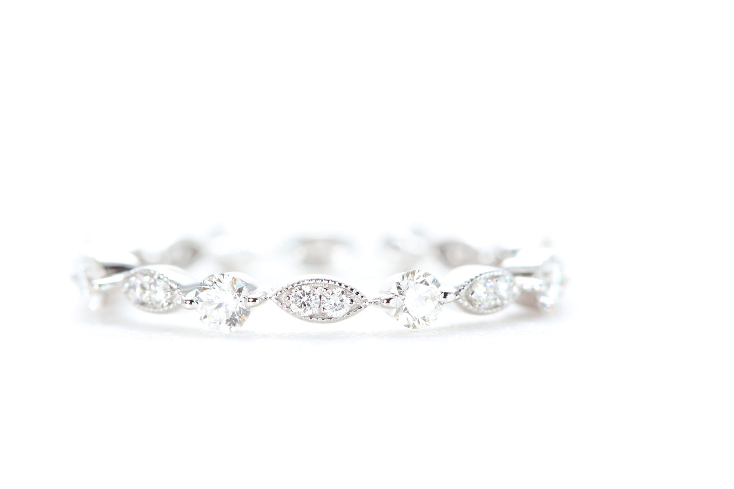 Round and Marquise Shaped Diamond Ring White Gold