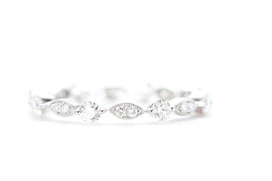 Round and Marquise Shaped Diamond Ring White Gold