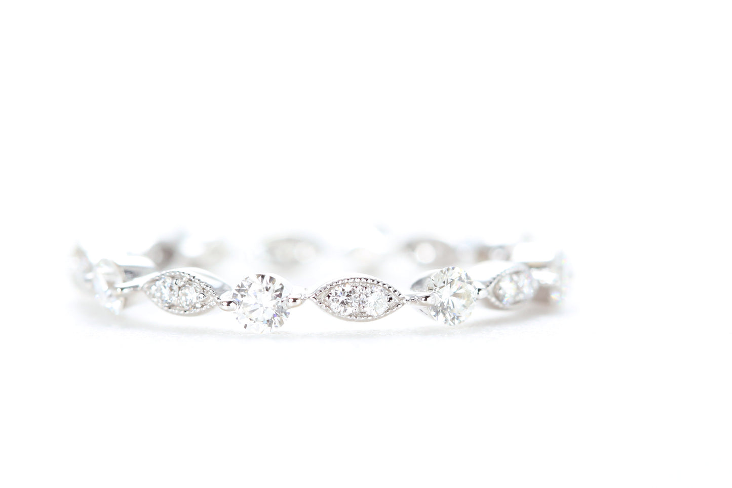 Round and Marquise Shaped Diamond Ring White Gold