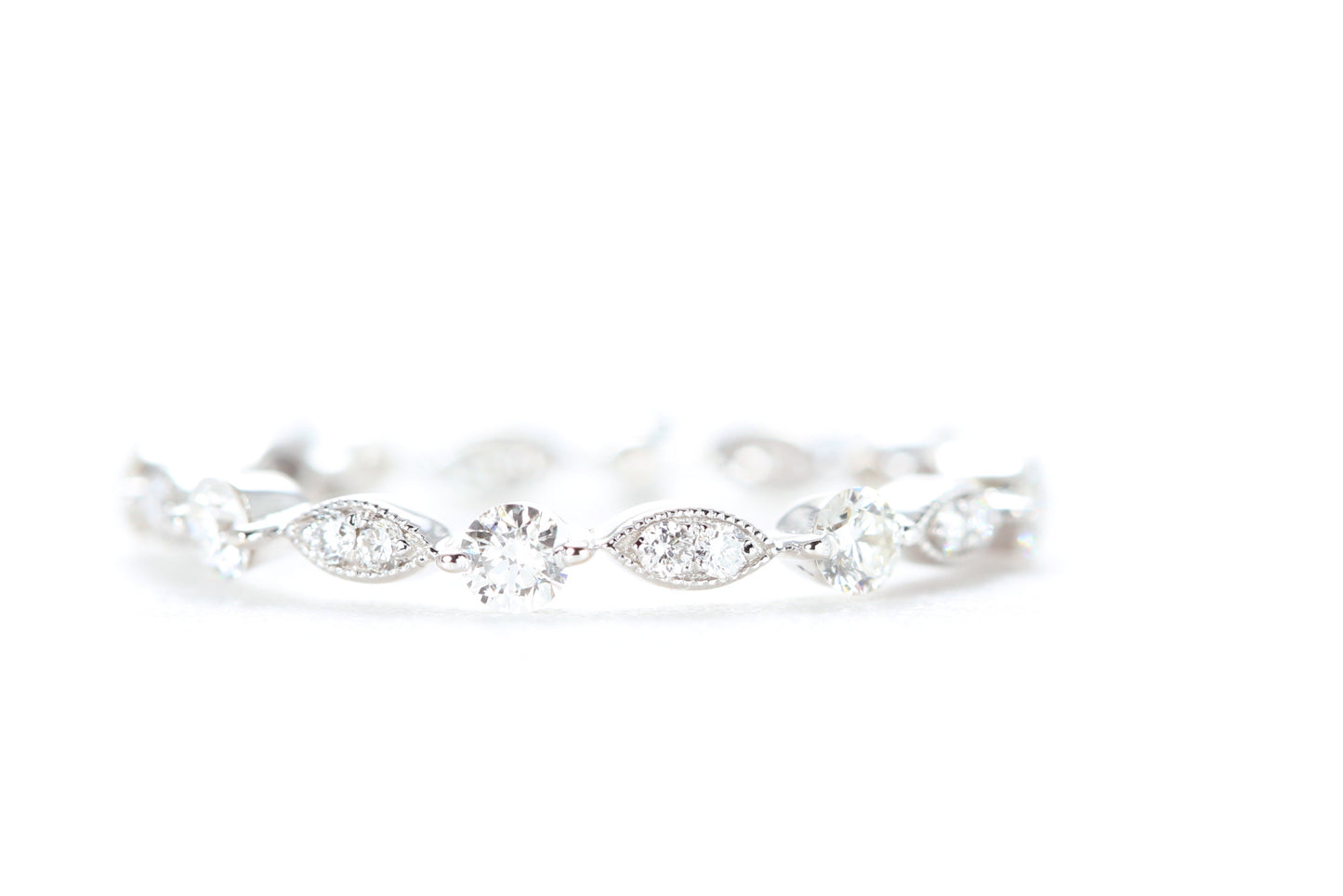 Round and Marquise Shaped Diamond Ring White Gold