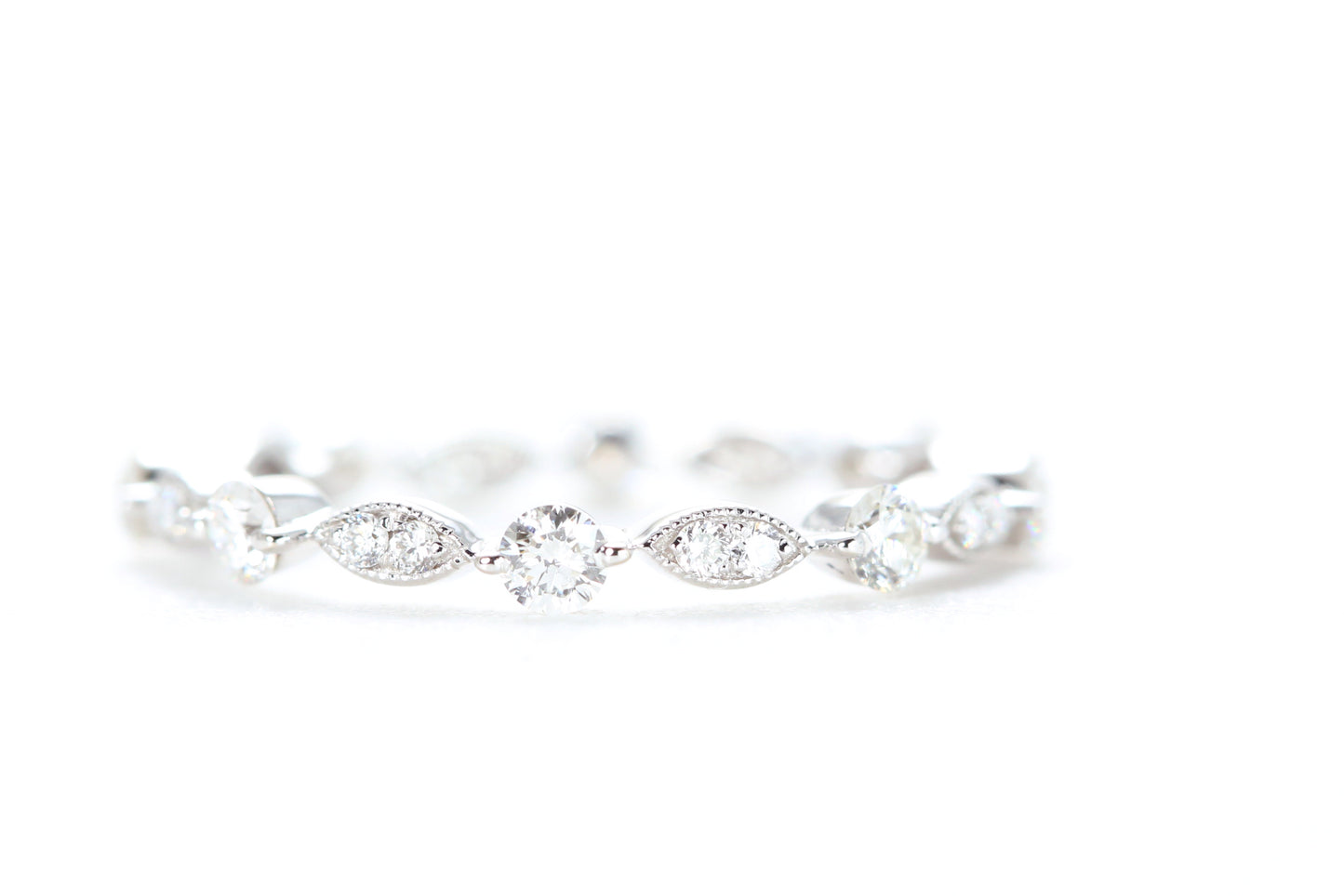 Round and Marquise Shaped Diamond Ring White Gold