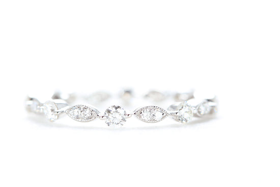 Round and Marquise Shaped Diamond Ring White Gold