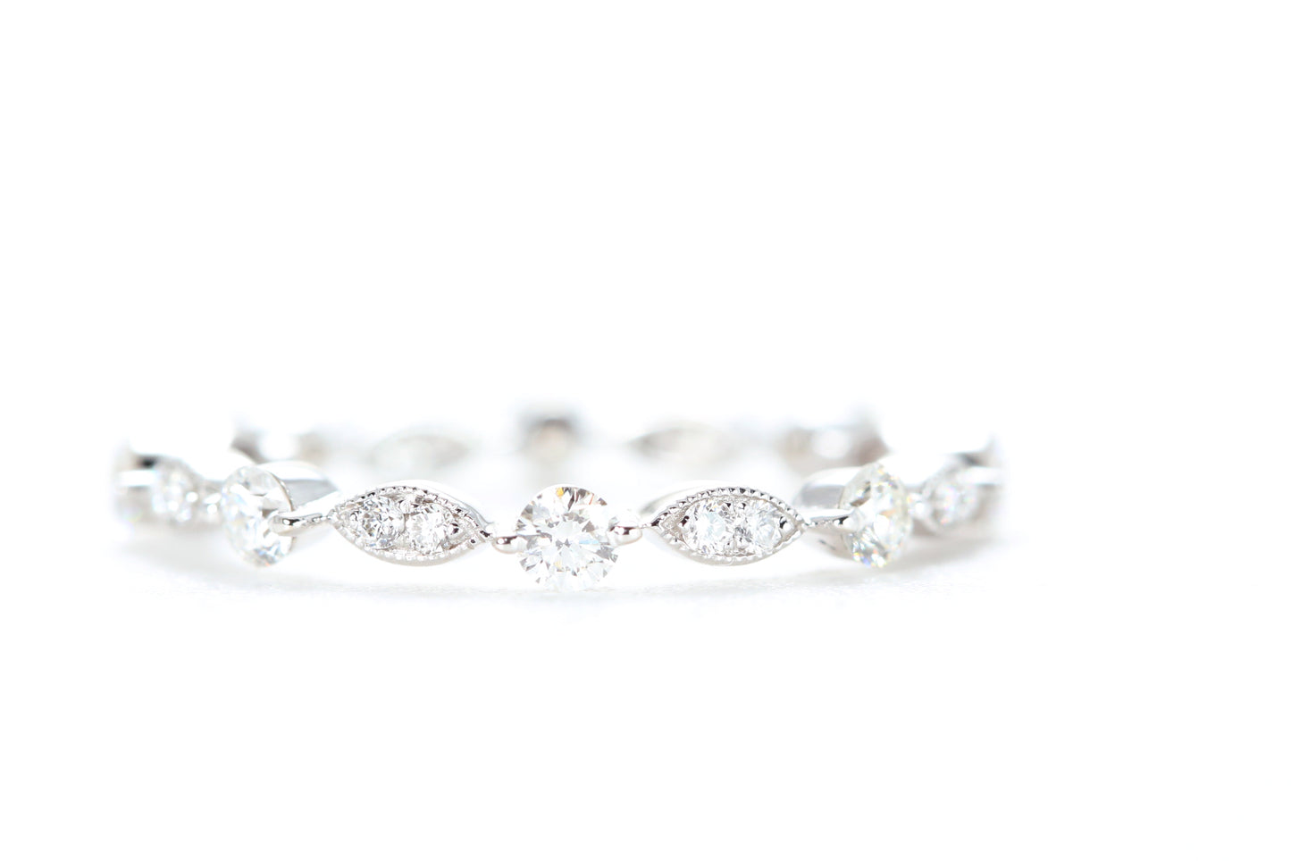 Round and Marquise Shaped Diamond Ring White Gold
