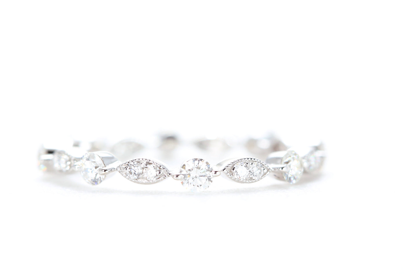 Round and Marquise Shaped Diamond Ring White Gold