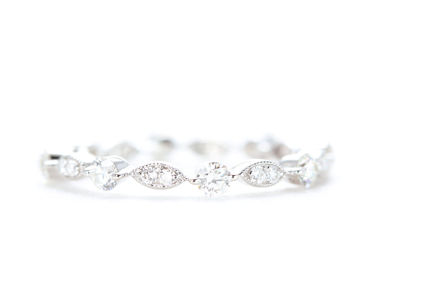 Round and Marquise Shaped Diamond Ring White Gold