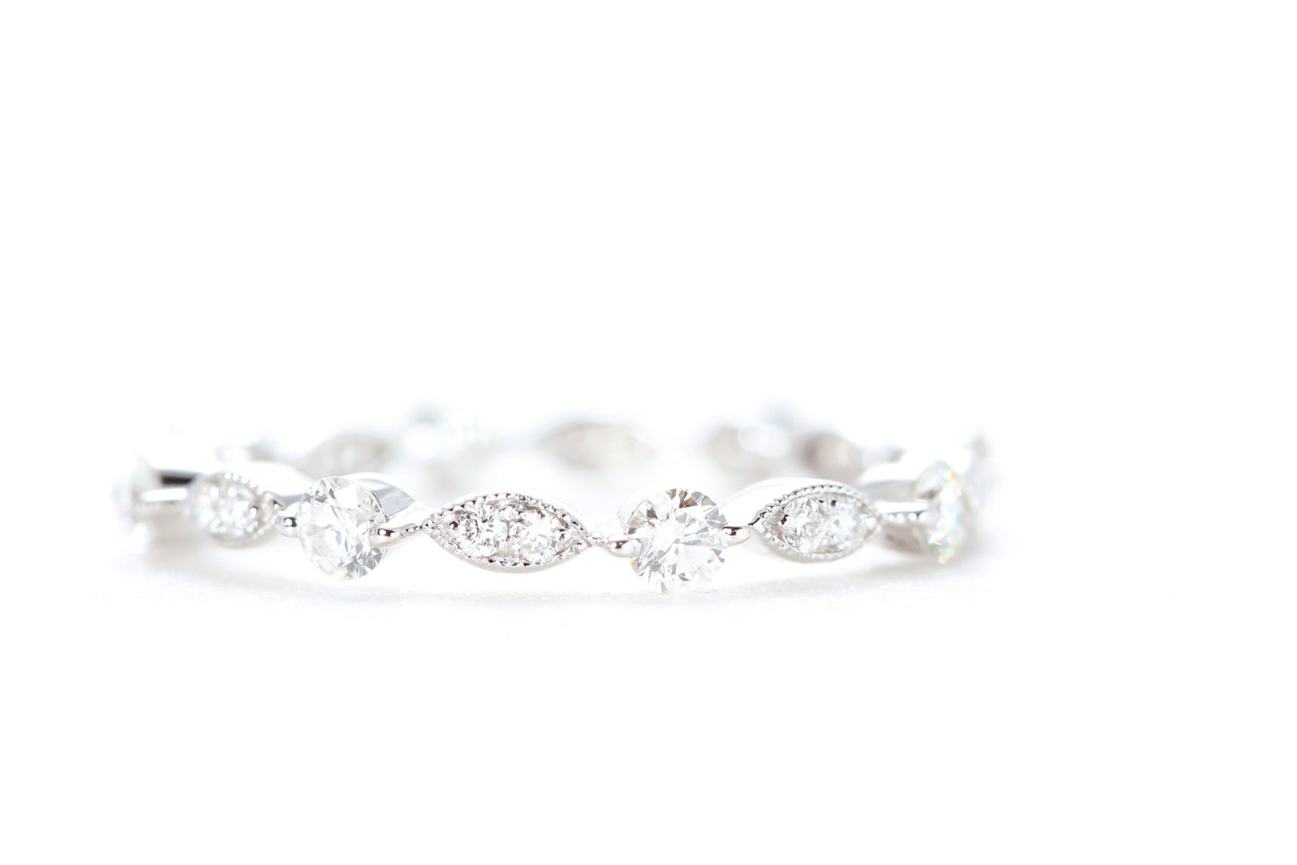 Round and Marquise Shaped Diamond Ring White Gold