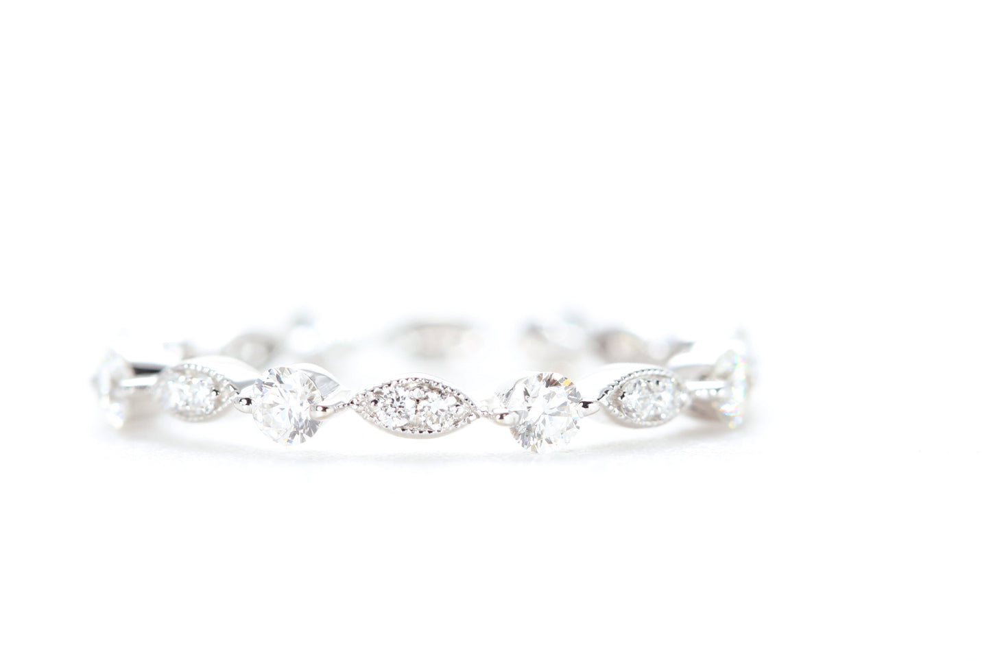 Round and Marquise Shaped Diamond Ring White Gold