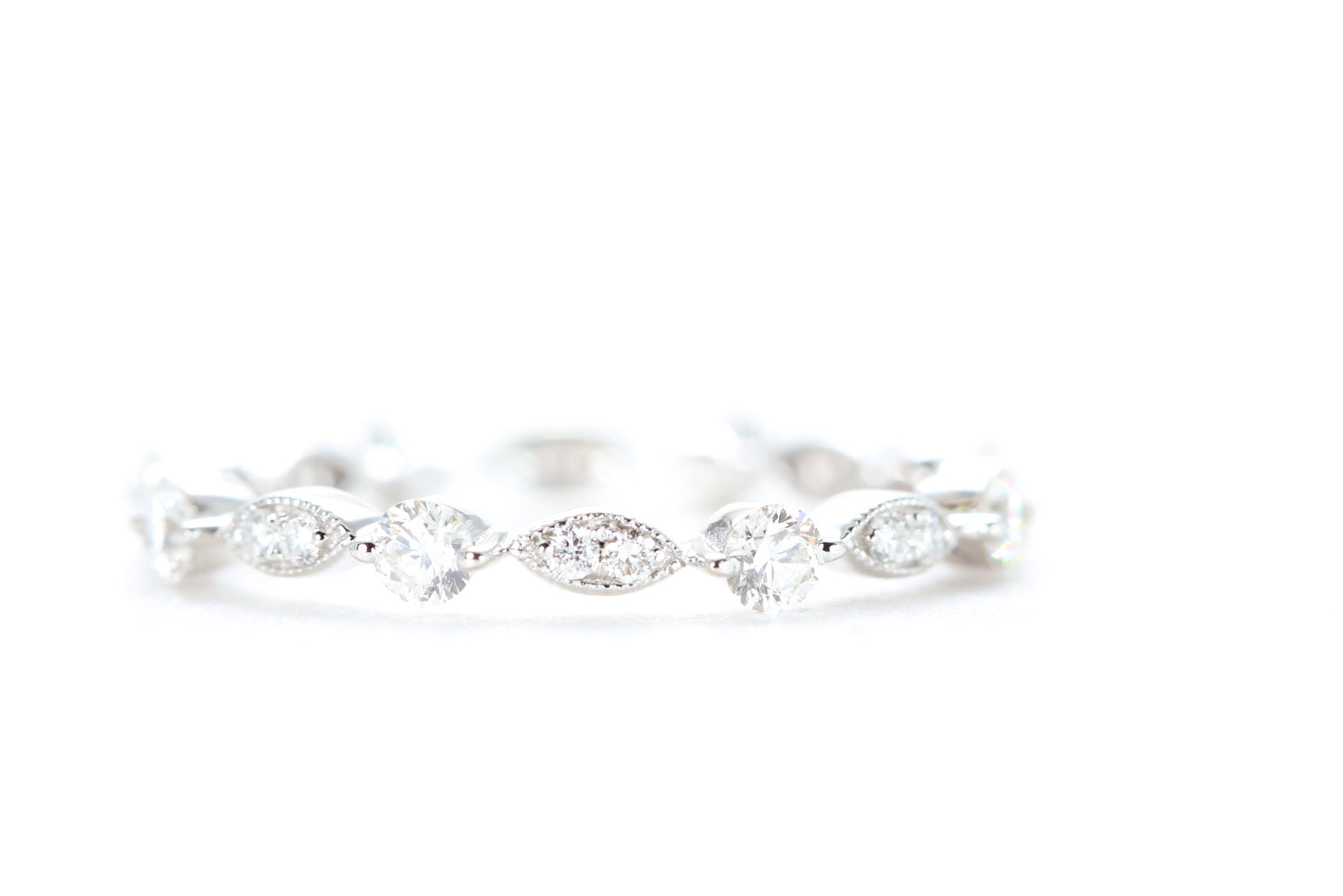 Round and Marquise Shaped Diamond Ring White Gold