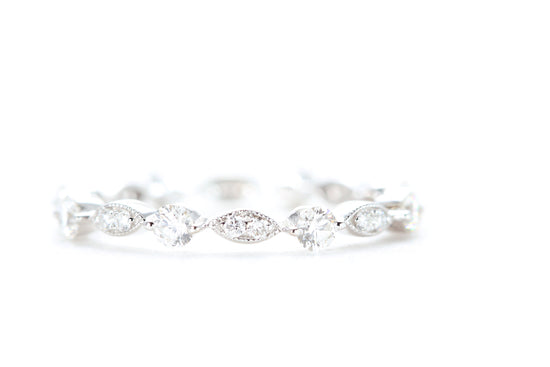 Round and Marquise Shaped Diamond Ring White Gold