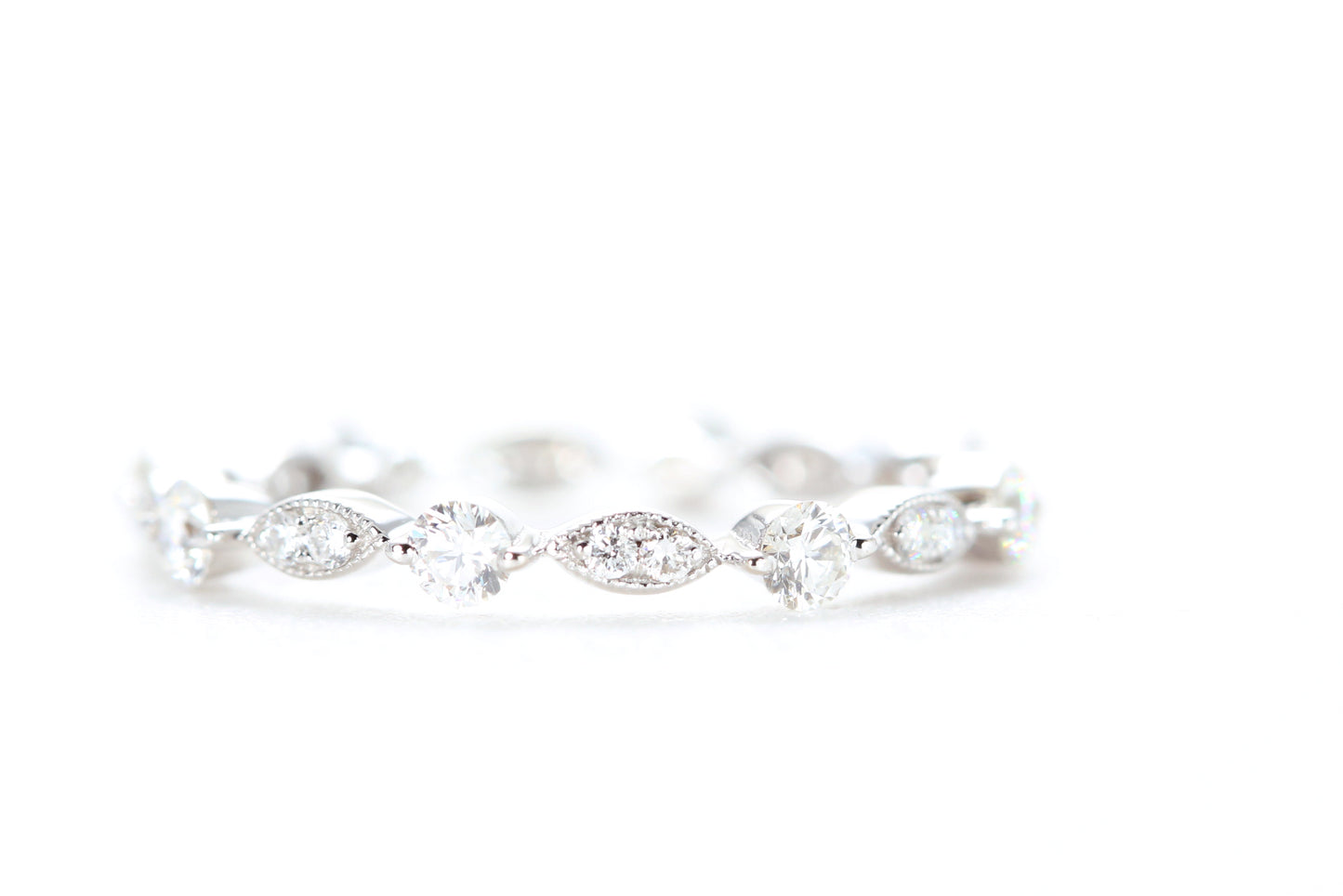 Round and Marquise Shaped Diamond Ring White Gold