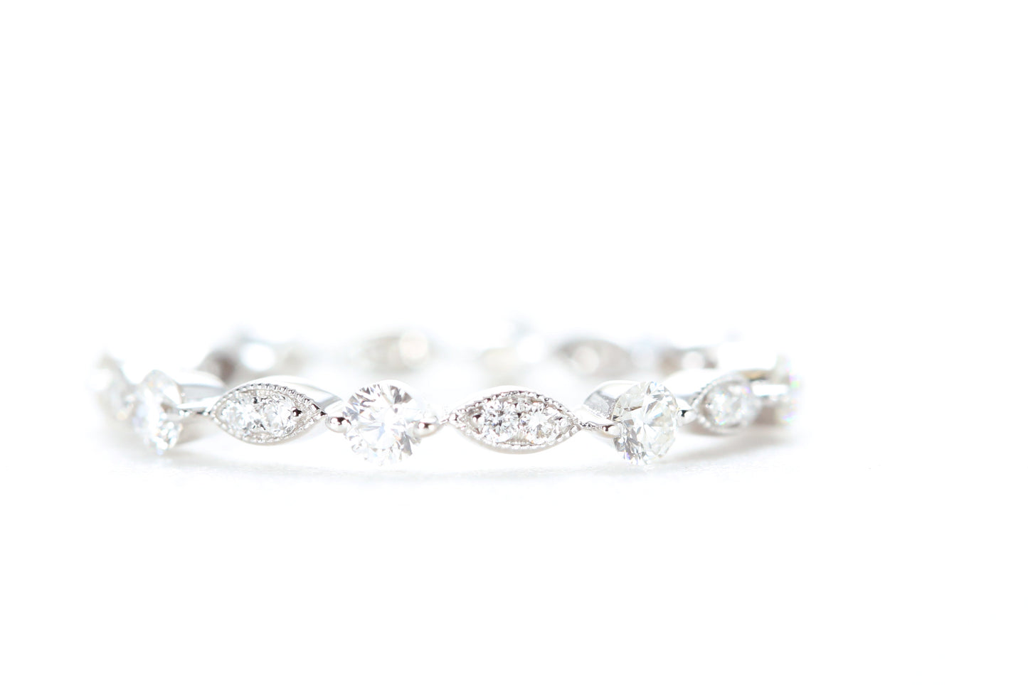 Round and Marquise Shaped Diamond Ring White Gold