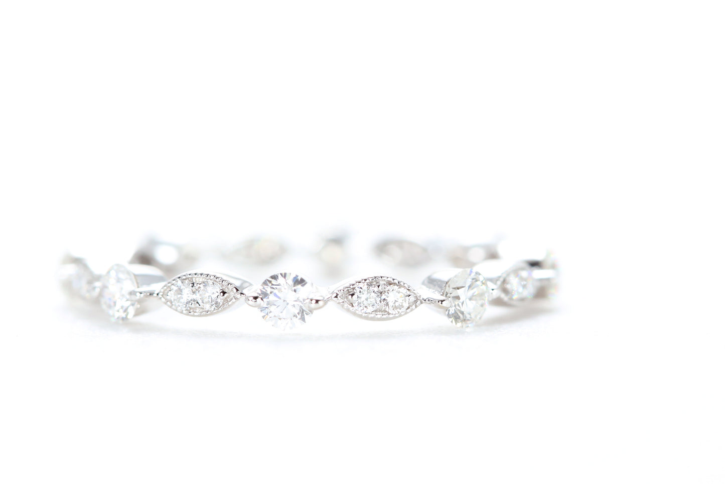 Round and Marquise Shaped Diamond Ring White Gold