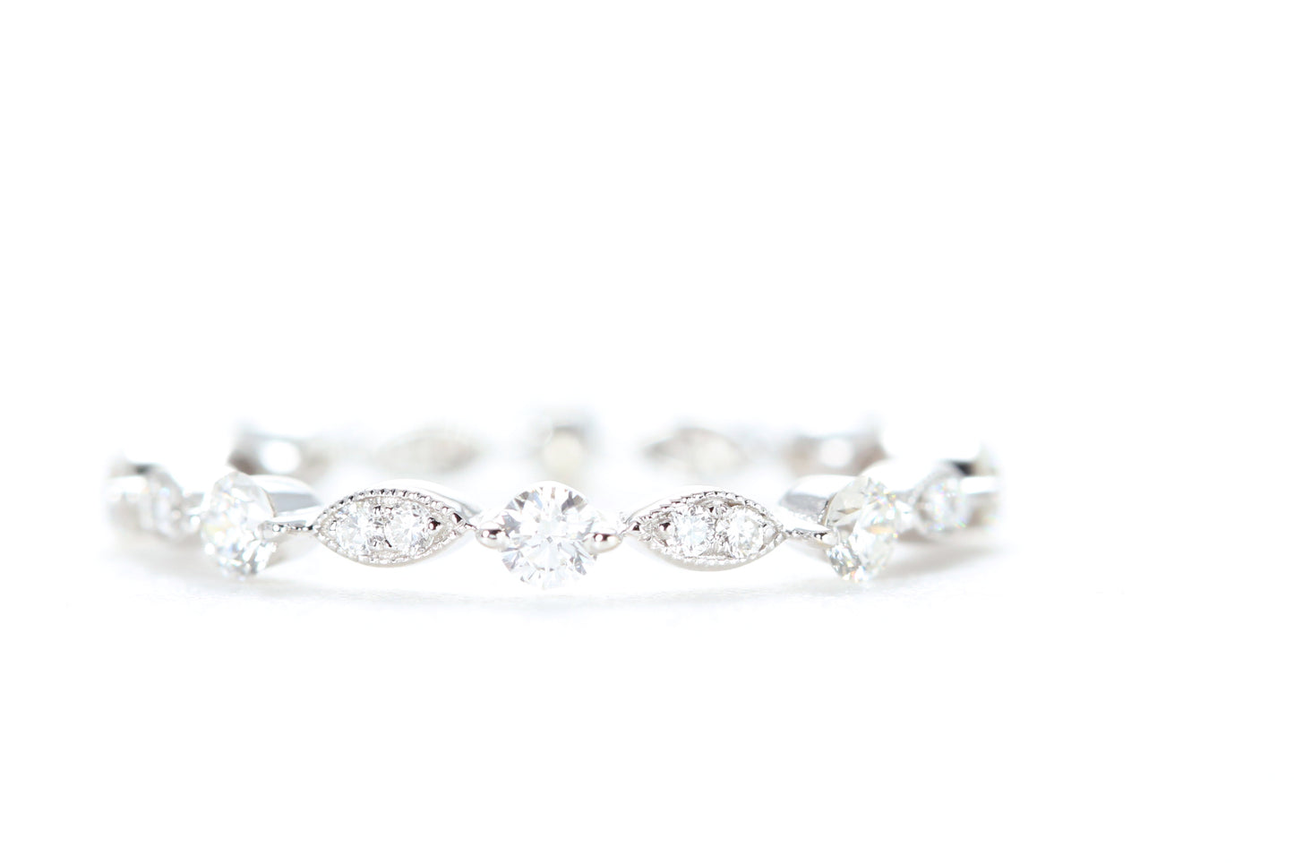 Round and Marquise Shaped Diamond Ring White Gold