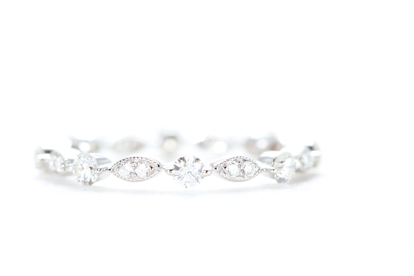 Round and Marquise Shaped Diamond Ring White Gold