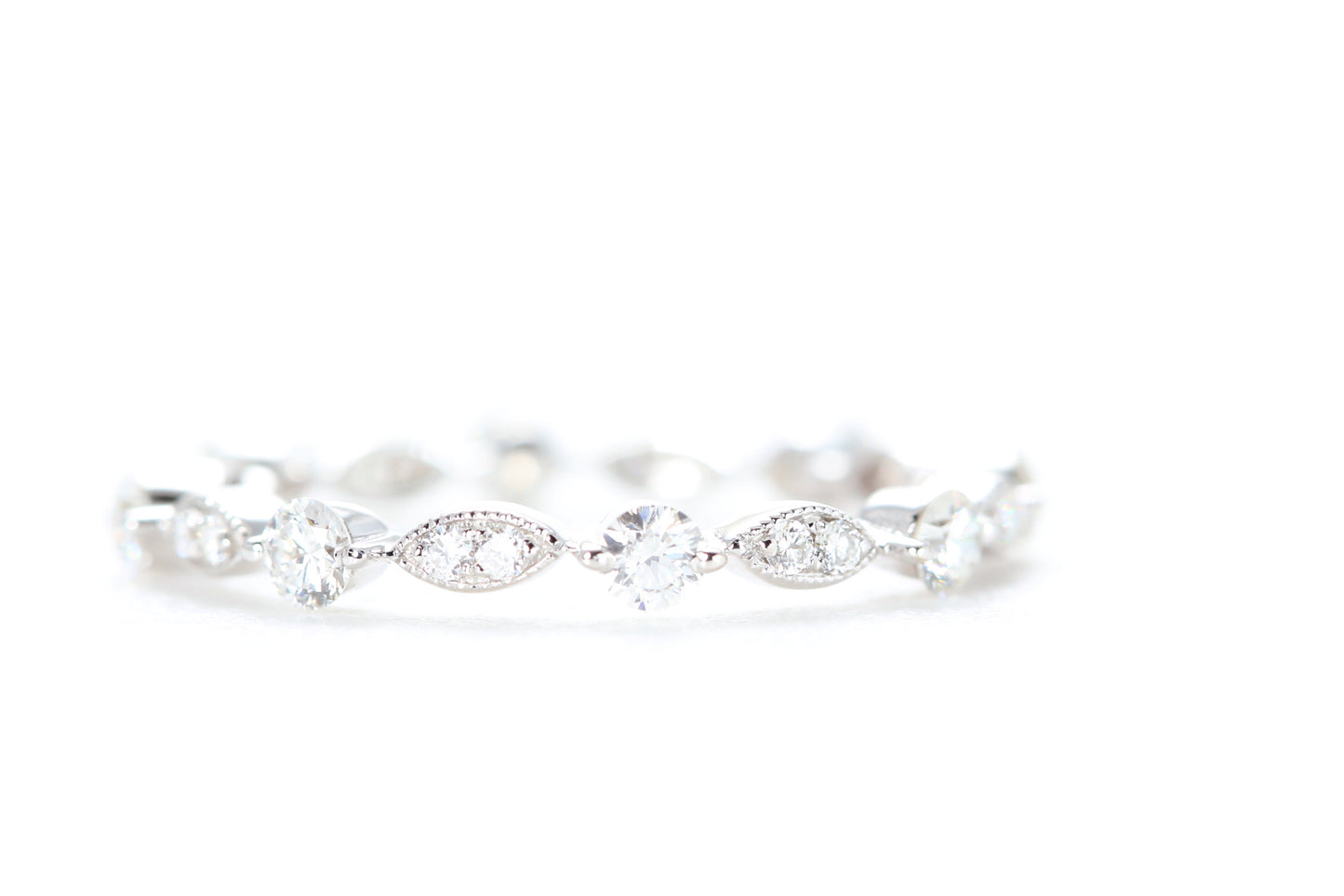 Round and Marquise Shaped Diamond Ring White Gold