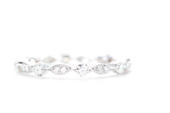 Round and Marquise Shaped Diamond Ring White Gold