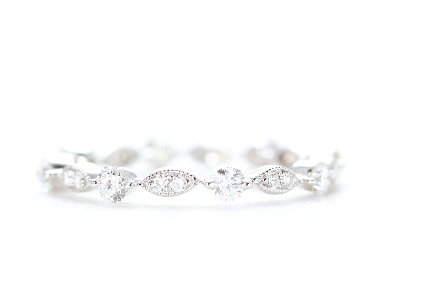 Round and Marquise Shaped Diamond Ring White Gold