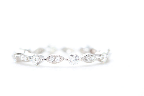 Round and Marquise Shaped Diamond Ring White Gold