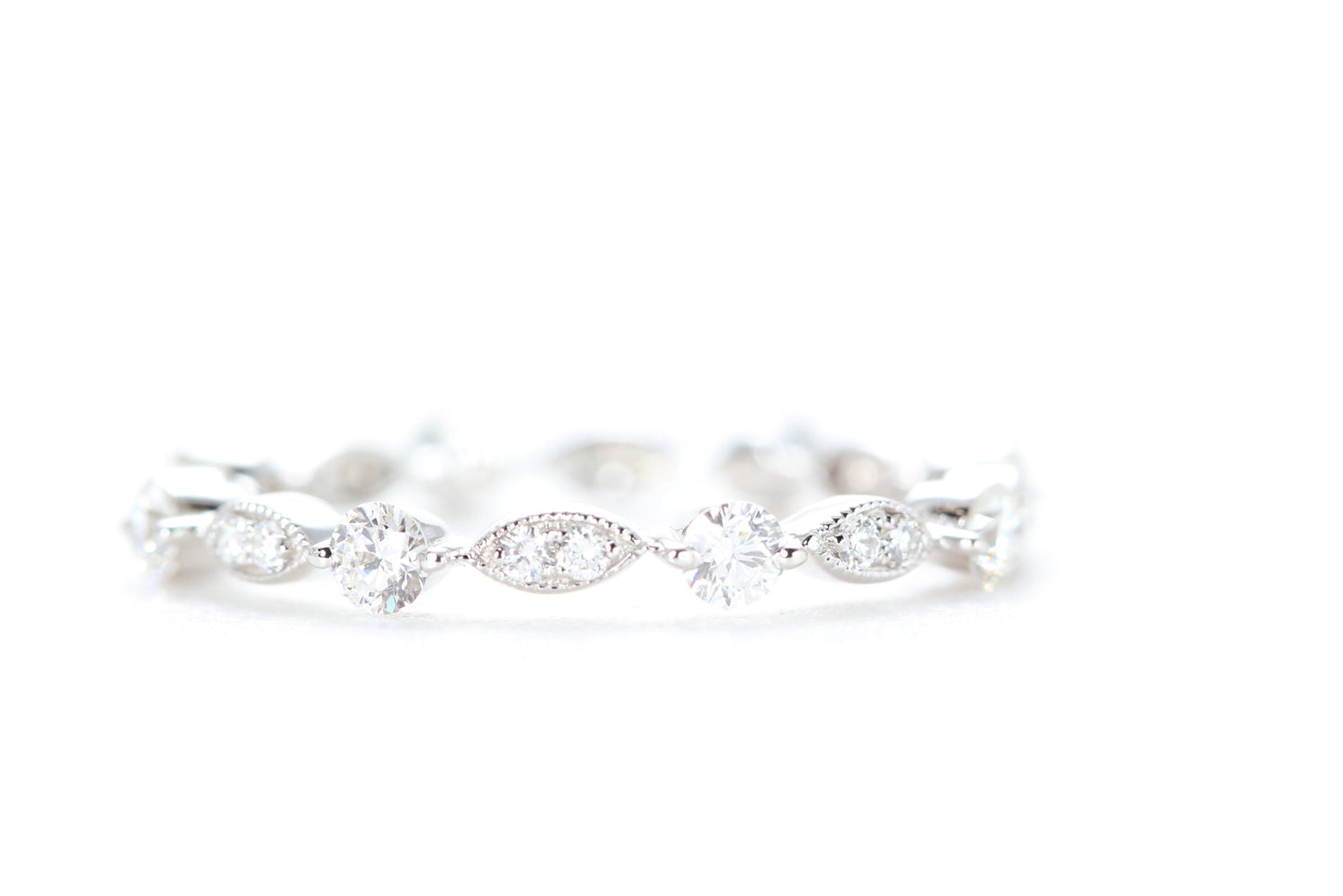 Round and Marquise Shaped Diamond Ring White Gold