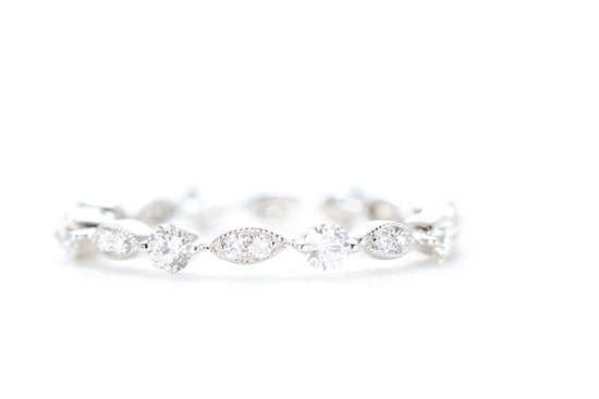 Round and Marquise Shaped Diamond Ring White Gold