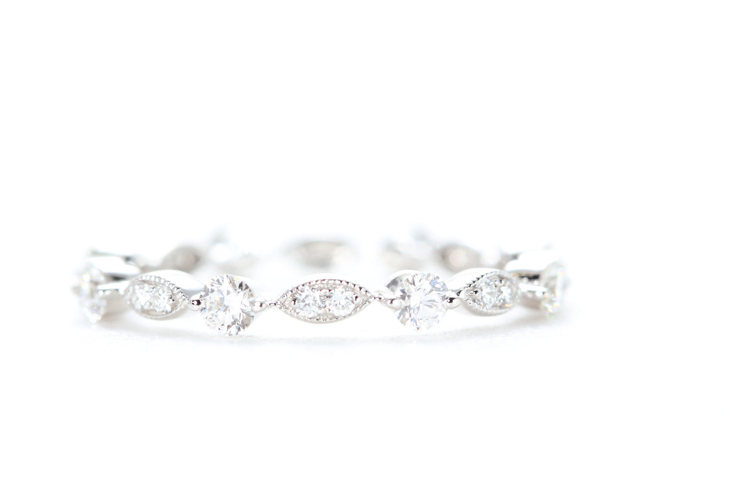 Round and Marquise Shaped Diamond Ring White Gold