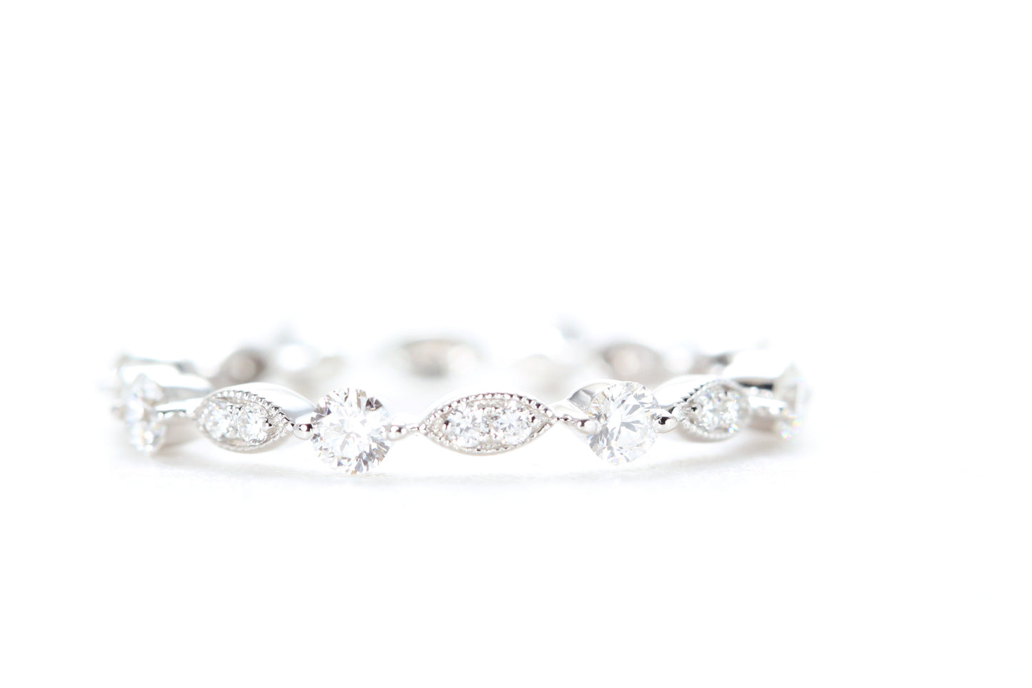 Round and Marquise Shaped Diamond Ring White Gold