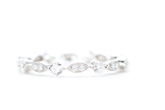 Round and Marquise Shaped Diamond Ring White Gold