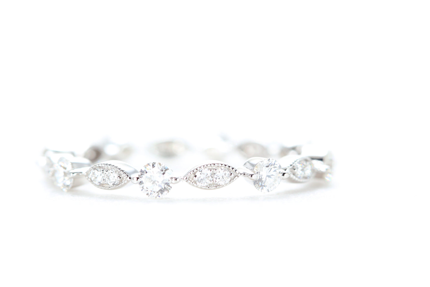 Round and Marquise Shaped Diamond Ring White Gold