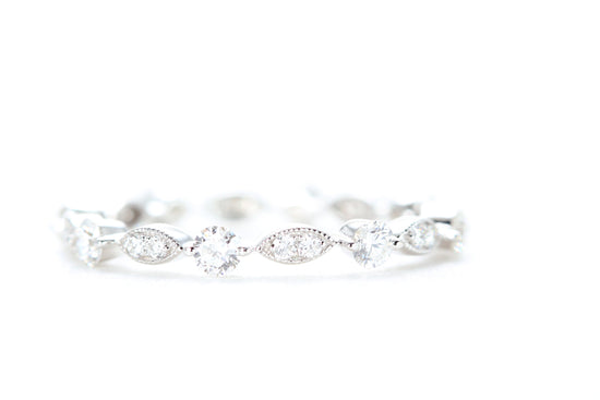 Round and Marquise Shaped Diamond Ring White Gold