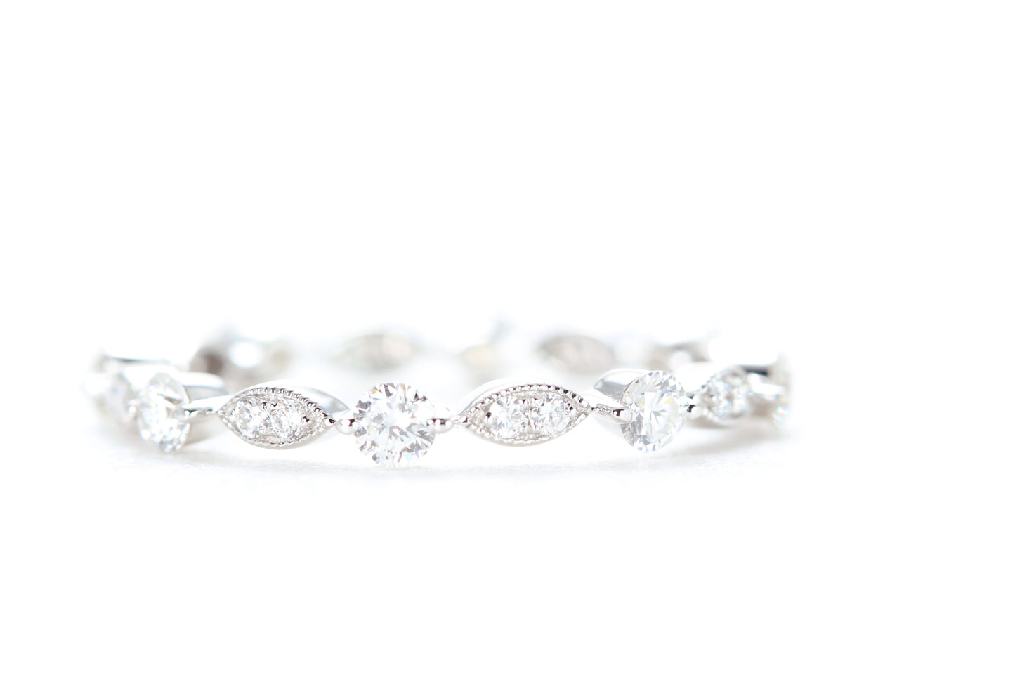 Round and Marquise Shaped Diamond Ring White Gold