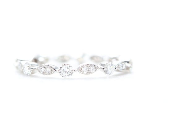 Round and Marquise Shaped Diamond Ring White Gold
