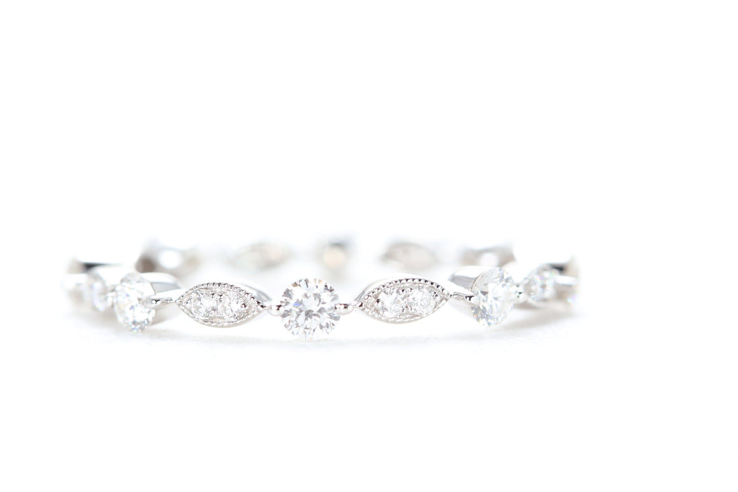 Round and Marquise Shaped Diamond Ring White Gold