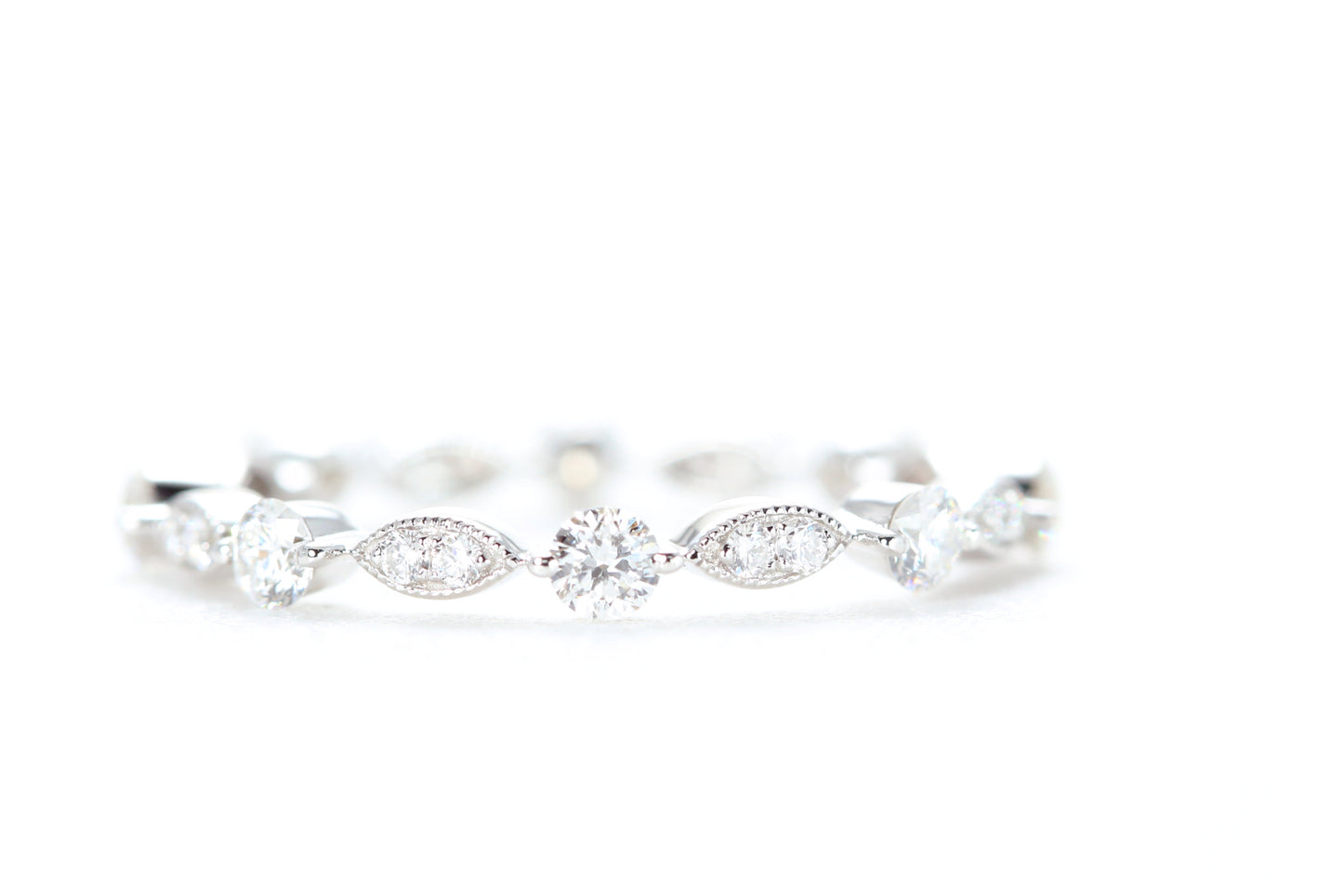 Round and Marquise Shaped Diamond Ring White Gold