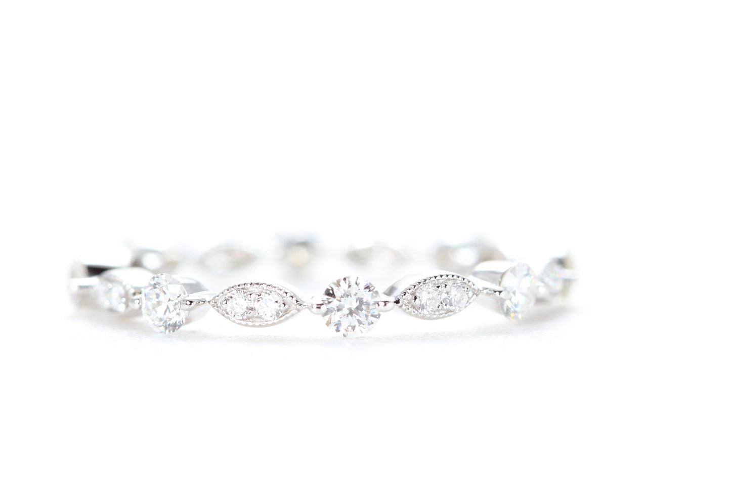 Round and Marquise Shaped Diamond Ring White Gold