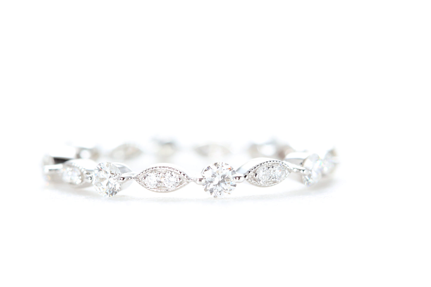 Round and Marquise Shaped Diamond Ring White Gold